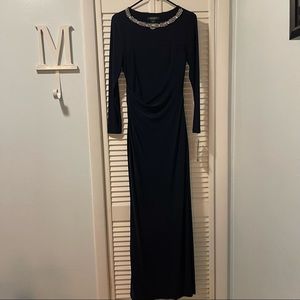 Ralph Lauren Long Sleeve Evening Gown *NWT* size 4 Navy Blue